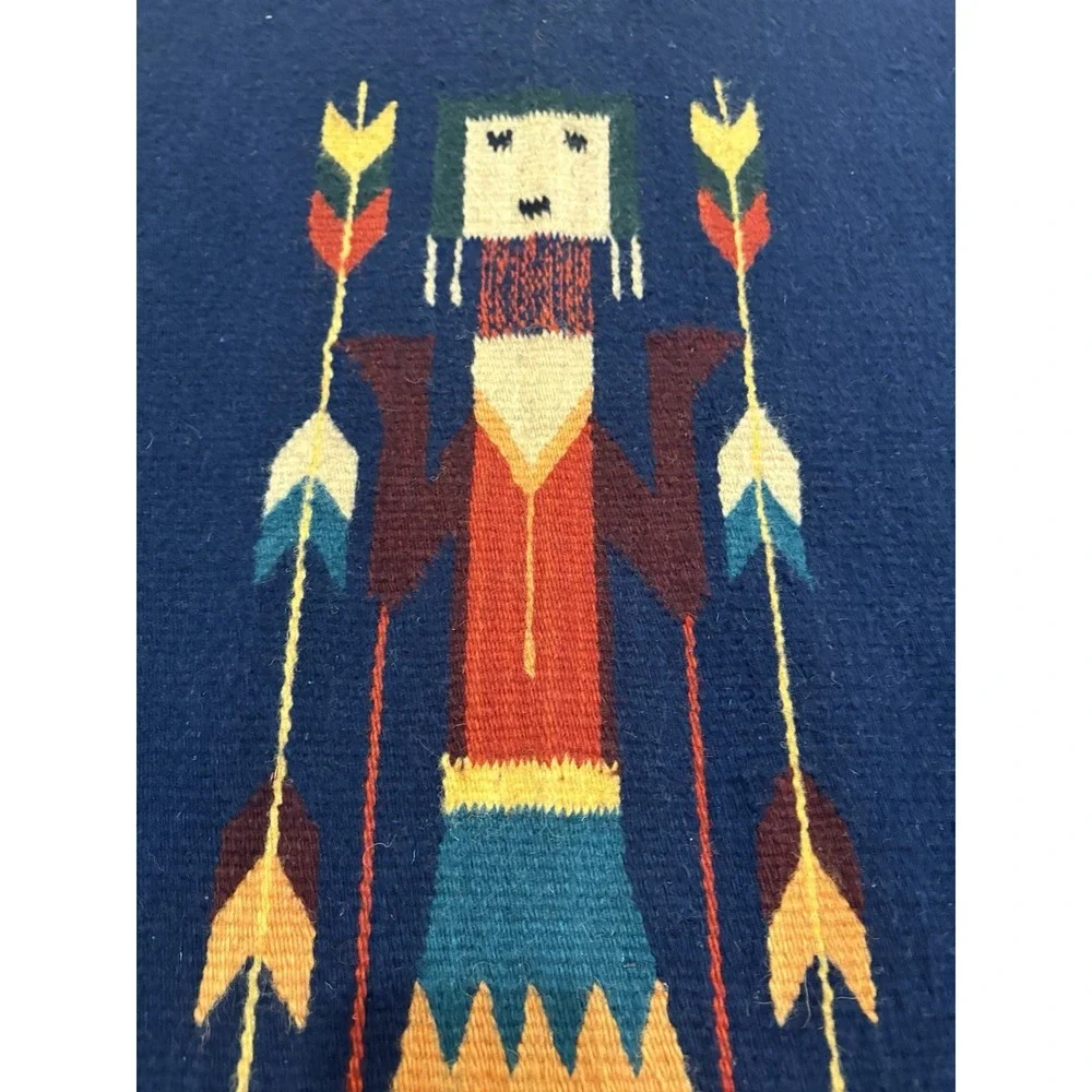 Vintage Handwoven Zapotec Indians Oaxacan Southwest Wool Rug 42